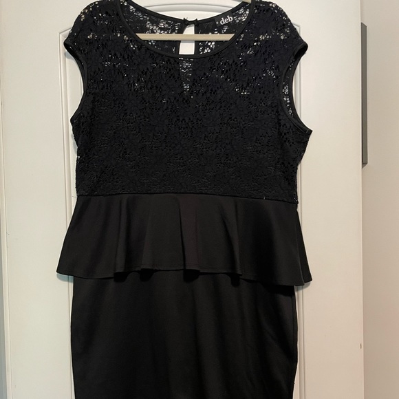 " Deb " Black Cap Sleeve, Lacey & Pencil skirt style Dress, Size 18 - Picture 1 of 4